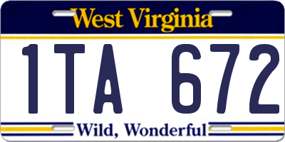 WV license plate 1TA672