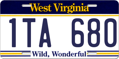 WV license plate 1TA680