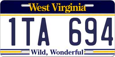 WV license plate 1TA694