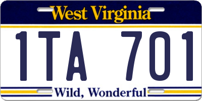 WV license plate 1TA701