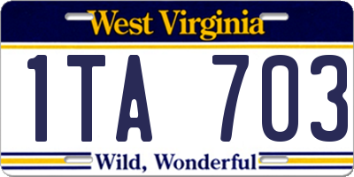 WV license plate 1TA703