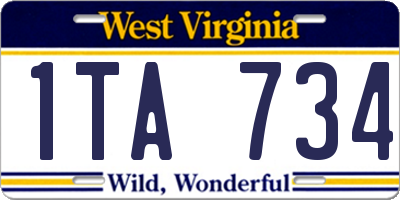 WV license plate 1TA734