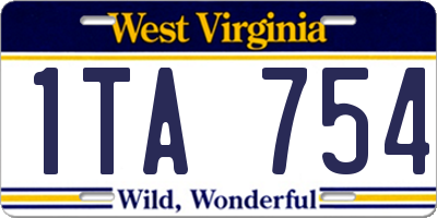 WV license plate 1TA754