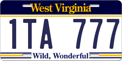 WV license plate 1TA777