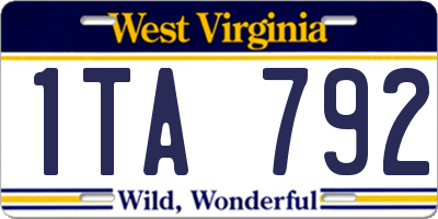 WV license plate 1TA792