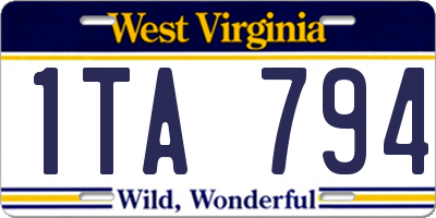 WV license plate 1TA794