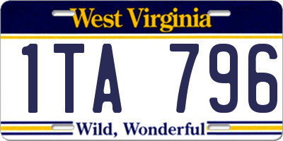 WV license plate 1TA796