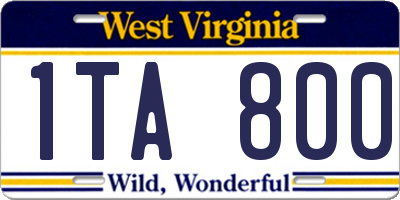 WV license plate 1TA800