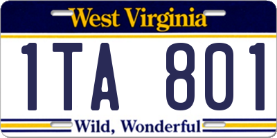WV license plate 1TA801
