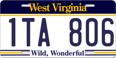 WV license plate 1TA806