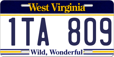 WV license plate 1TA809