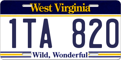 WV license plate 1TA820