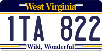 WV license plate 1TA822