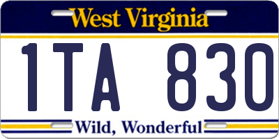 WV license plate 1TA830