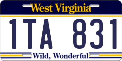 WV license plate 1TA831