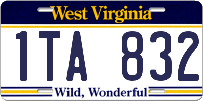 WV license plate 1TA832