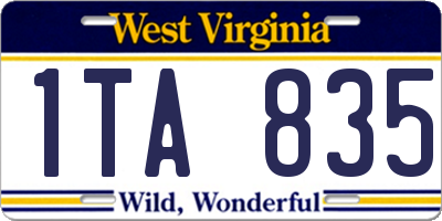 WV license plate 1TA835