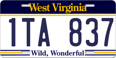 WV license plate 1TA837
