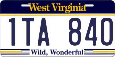 WV license plate 1TA840