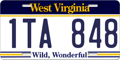 WV license plate 1TA848