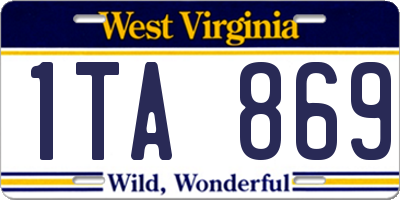 WV license plate 1TA869