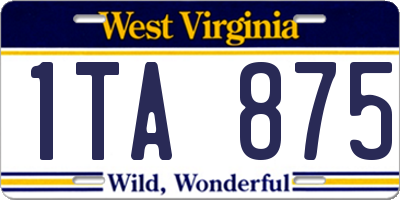 WV license plate 1TA875