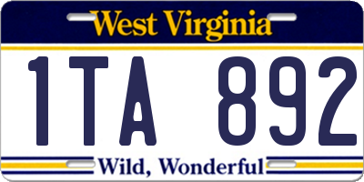 WV license plate 1TA892