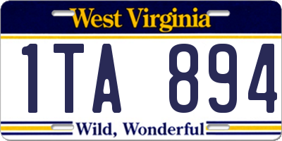 WV license plate 1TA894