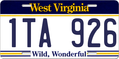 WV license plate 1TA926