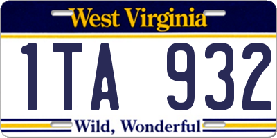 WV license plate 1TA932