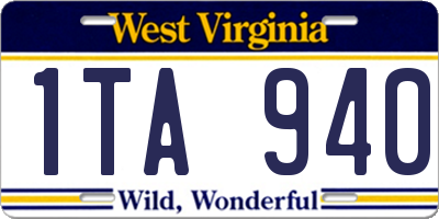 WV license plate 1TA940