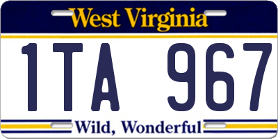 WV license plate 1TA967