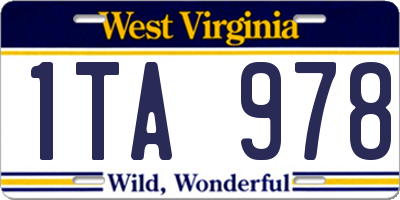 WV license plate 1TA978