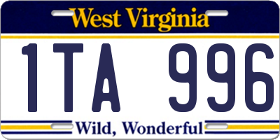 WV license plate 1TA996