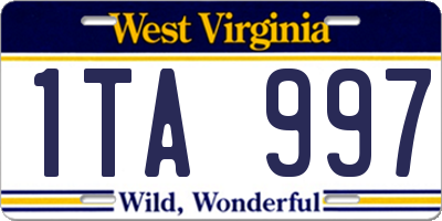 WV license plate 1TA997
