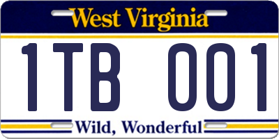 WV license plate 1TB001