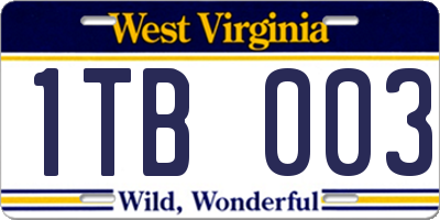 WV license plate 1TB003