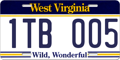 WV license plate 1TB005