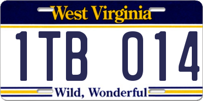 WV license plate 1TB014
