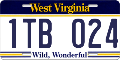 WV license plate 1TB024