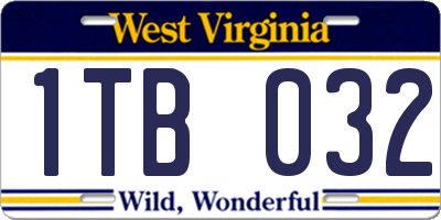 WV license plate 1TB032