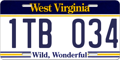 WV license plate 1TB034