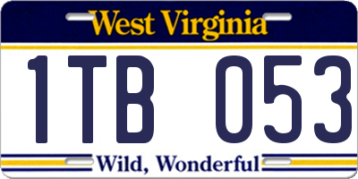 WV license plate 1TB053