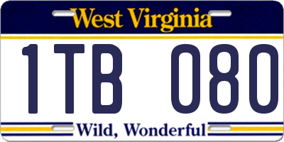WV license plate 1TB080