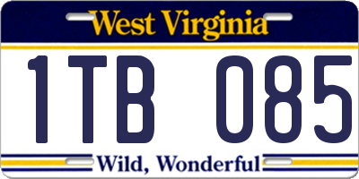 WV license plate 1TB085