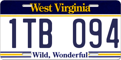 WV license plate 1TB094