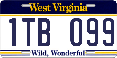 WV license plate 1TB099