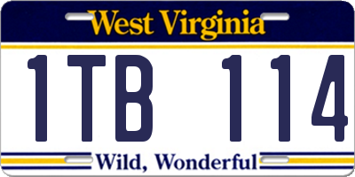 WV license plate 1TB114