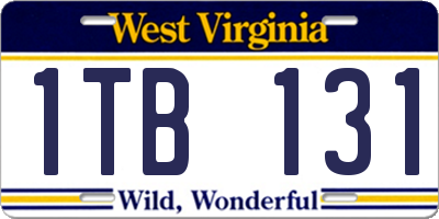 WV license plate 1TB131