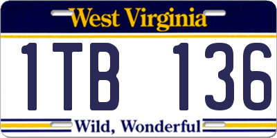 WV license plate 1TB136
